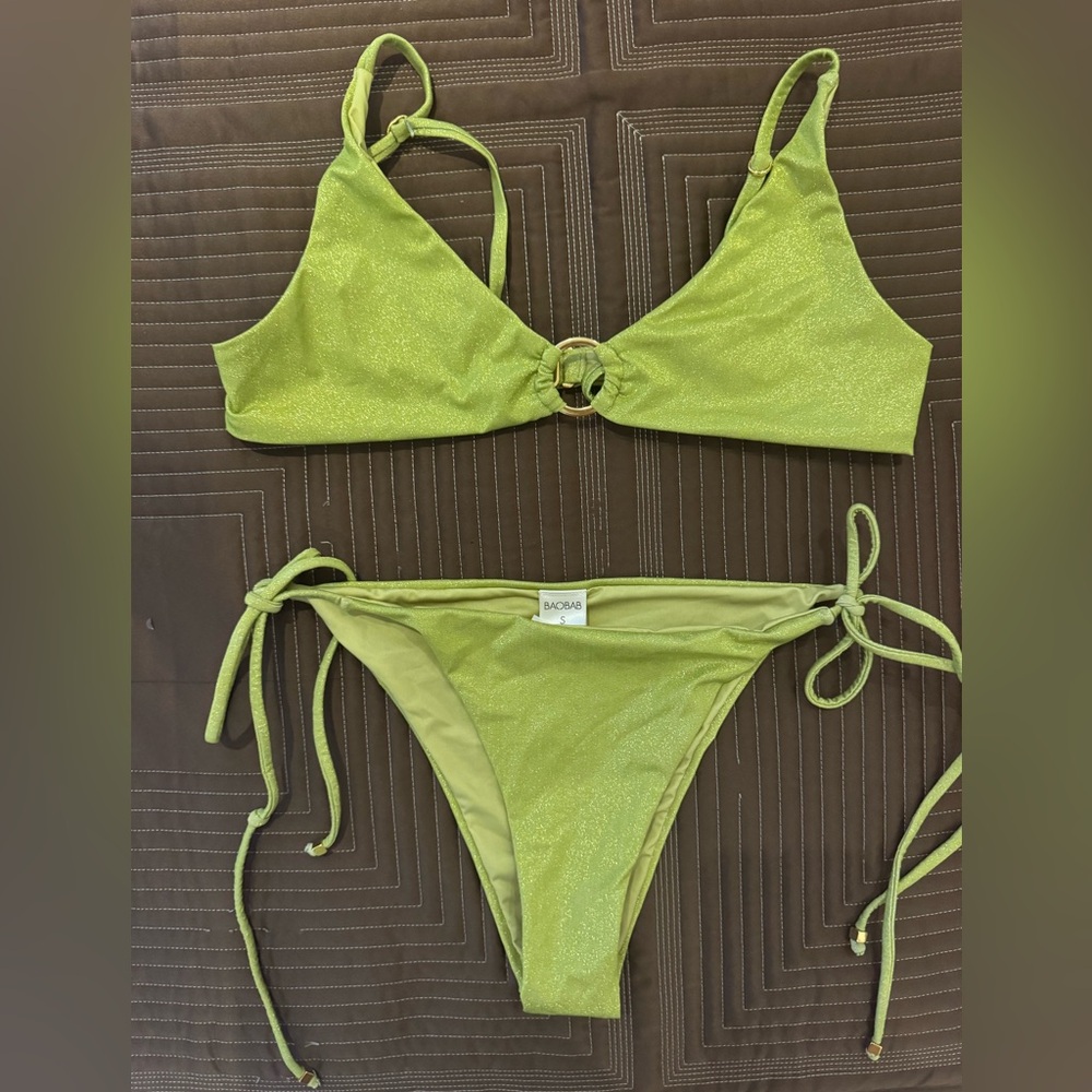 BAOBAB NWOT Green Bikini Set with Ring Detail